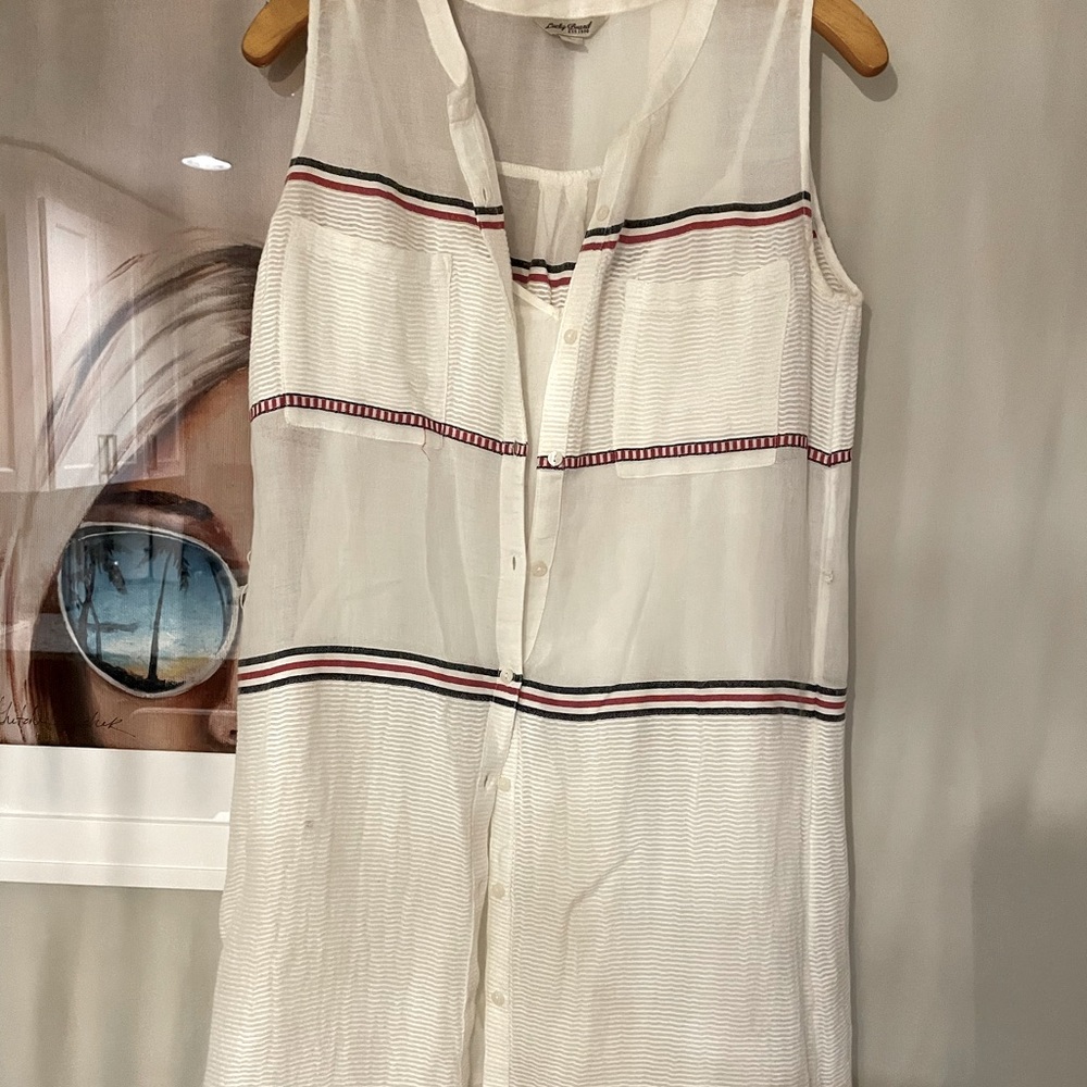 Lucky Brand Linen/Gauze Americana Dress